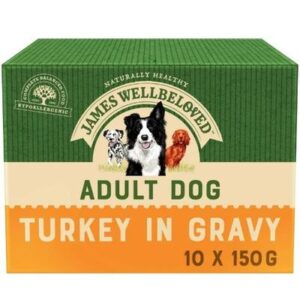 James Wellbeloved Adult Wet Dog Food Pouch With Turkey, Rice And Vegetables In Gravy 10 x 150g