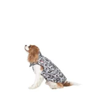 Trespaws Charly Grey Dog Camo Printed Waterproof Dog Rain Coat (S)